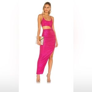 Miyah Cut Out Dress in Pink Metallic